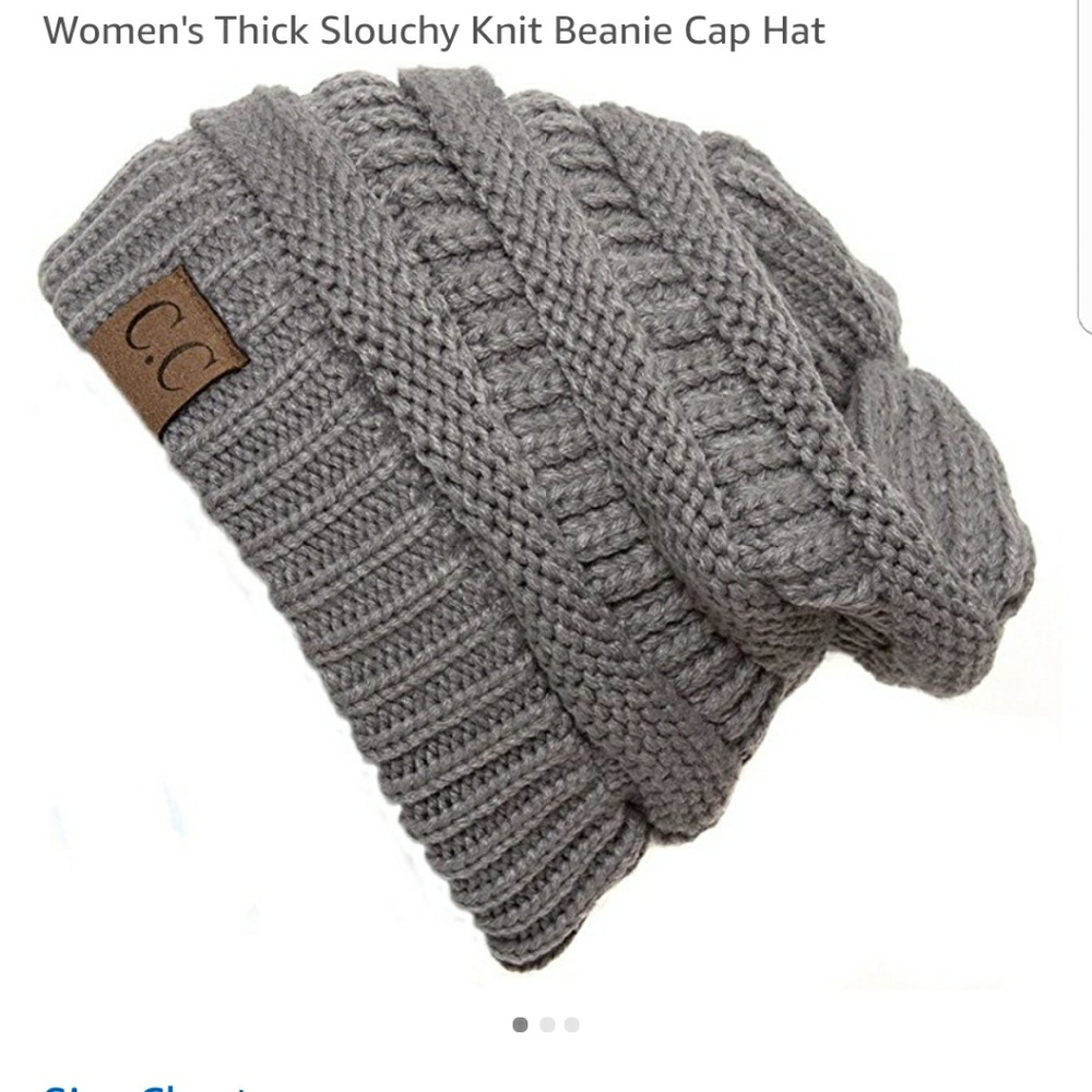 C.C Thick Slouchy Knit Oversized Beanie, Grey